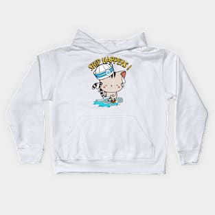 Funny Tabby cat Ship Happens Pun Kids Hoodie